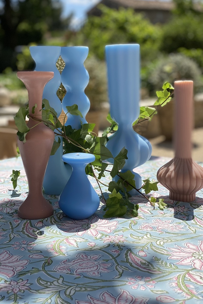 Calypso Blue Tablecloth – blue/pink – 100% cotton – boho chic – Jardin Botanique – Miss June Paris – 4