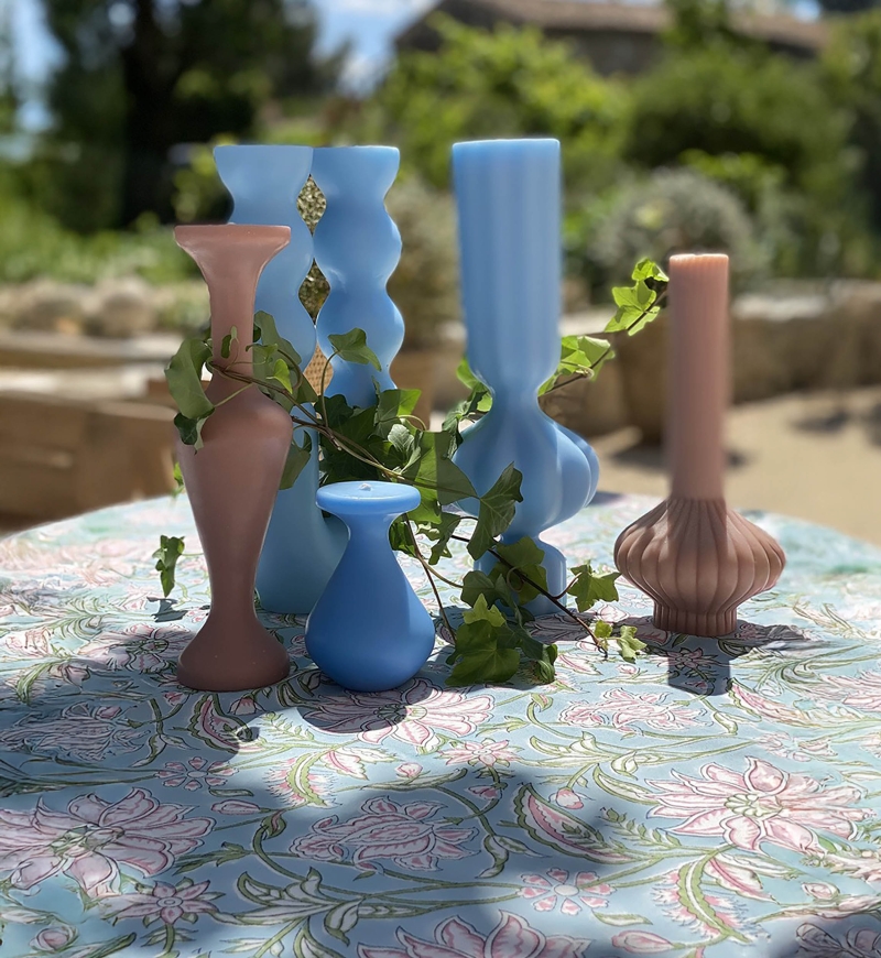 Nappe Calypso Blue - bleu/rose - 100% coton - boho chic - Jardin Botanic - Miss June Paris - 4