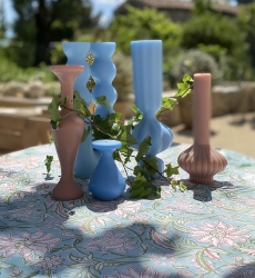 Nappe Calypso Blue - bleu/rose - 100% coton - boho chic - Jardin Botanic - Miss June Paris - 4