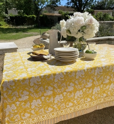 Canelle & Safran Tablecloth – 100% cotton – floral print – boho chic – Jardin Botanique – Miss June Paris – 3