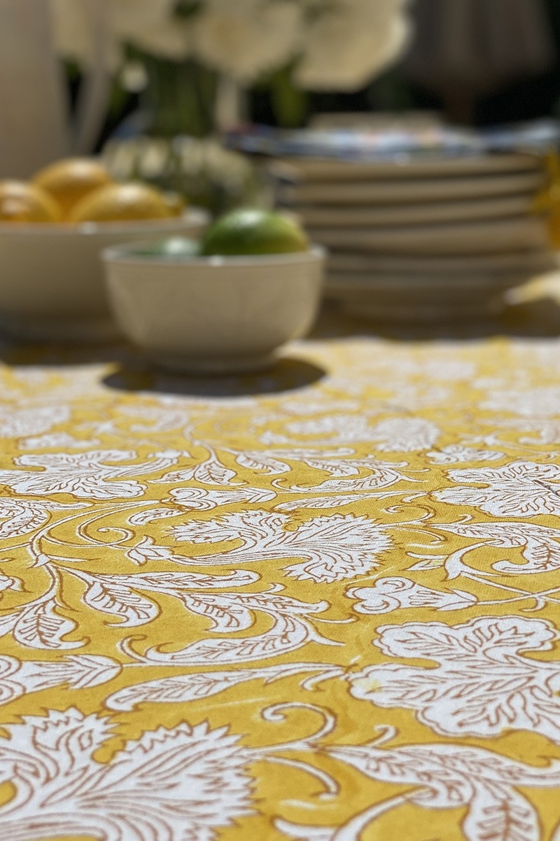 Nappe Canelle & Safran - 100% coton - imprimé fleuri - boho chic - Jardin Botanic - Miss June Paris - 6
