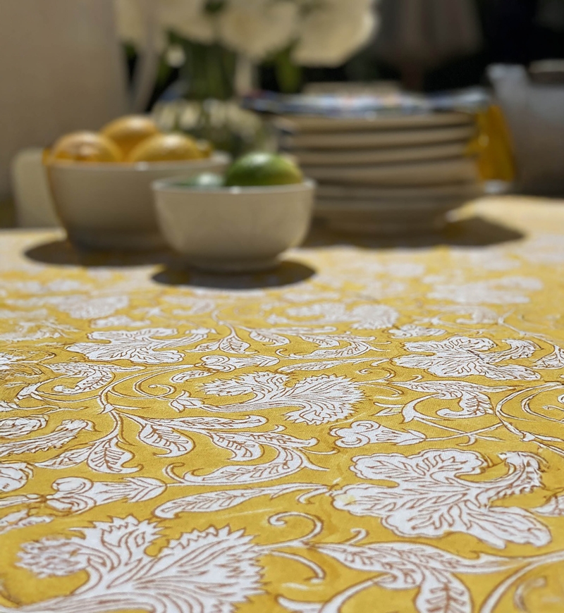 Nappe Canelle & Safran - 100% coton - imprimé fleuri - boho chic - Jardin Botanic - Miss June Paris - 6