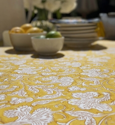 Nappe Canelle & Safran - 100% coton - imprimé fleuri - boho chic - Jardin Botanic - Miss June Paris - 6