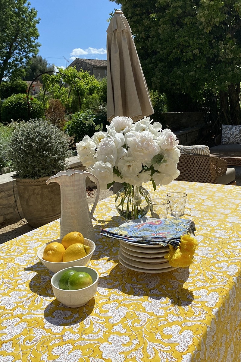 Mantel Canelle & Safran – 100% algodón – estampado floral – estilo boho chic – Jardín Botánico – Miss June Paris – 2