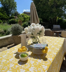 Nappe Canelle & Safran - 100% coton - imprimé fleuri - boho chic - Jardin Botanic - Miss June Paris - 2