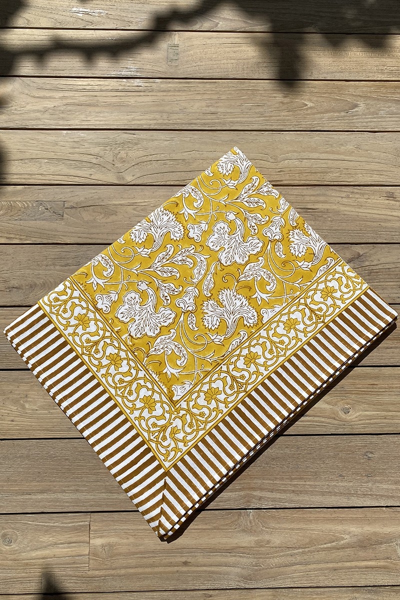 Nappe Canelle & Safran - 100% coton - imprimé fleuri - boho chic - Jardin Botanic - Miss June Paris - 4