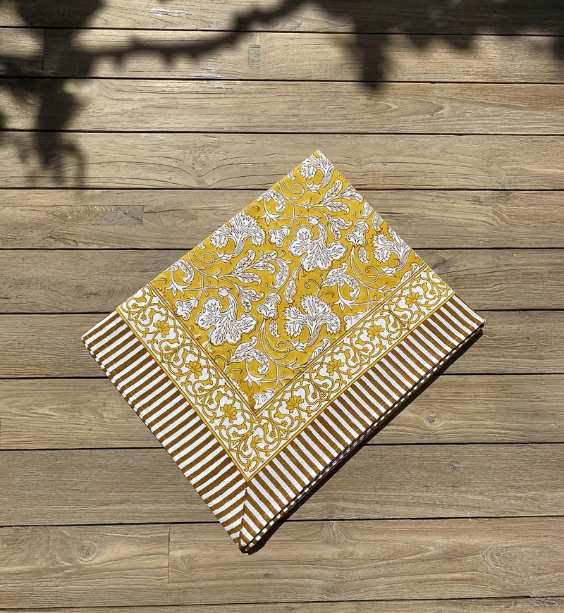 Nappe Canelle & Safran - 100% coton - imprimé fleuri - boho chic - Jardin Botanic - Miss June Paris - 4