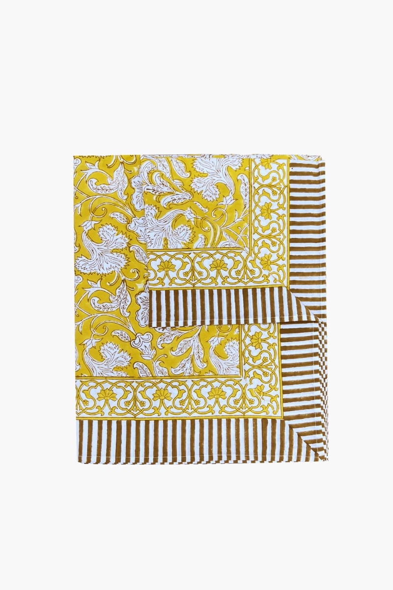 Nappe Canelle & Safran - 100% coton - imprimé fleuri - boho chic - Jardin Botanic - Miss June Paris - 1