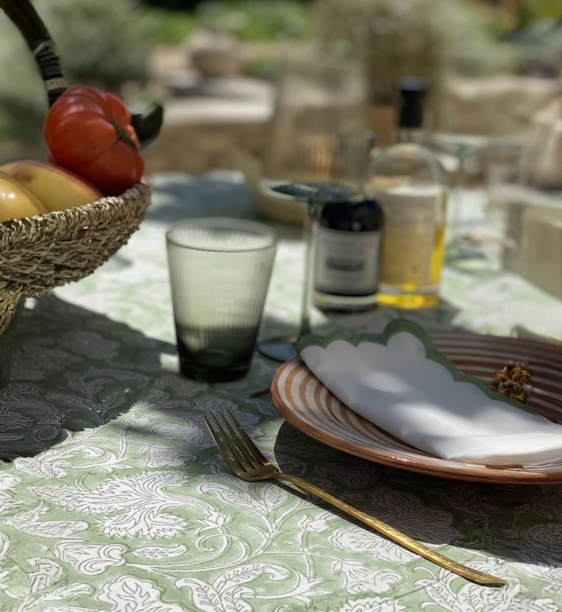 Nappe Canelle & Safran - 100% coton - imprimé fleuri - boho chic - Jardin Botanic - Miss June Paris - 5