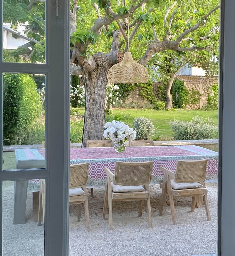 Nappe My Bougainvillier - rose/verte - 100% coton - imprimé fleuri - boho chic - Jardin Botanic - Miss June Paris - 2