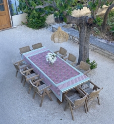 Nappe My Bougainvillier - rose/verte - 100% coton - imprimé fleuri - boho chic - Jardin Botanic - Miss June Paris - 4