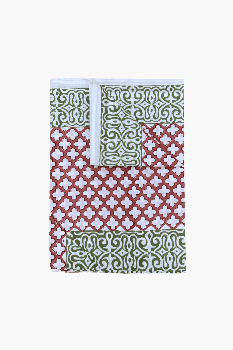 Nappe My Bougainvillier - rose/verte - 100% coton - imprimé fleuri - boho chic - Jardin Botanic - Miss June Paris - 1