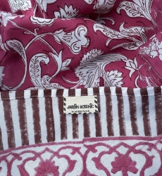 Nappe Pink Lady - bordeaux/blanche - 100% coton - imprimé fleuri - boho chic - Jardin Botanic - Miss June Paris - 5