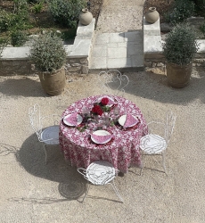 Nappe Pink Lady - bordeaux/blanche - 100% coton - imprimé fleuri - boho chic - Jardin Botanic - Miss June Paris - 2