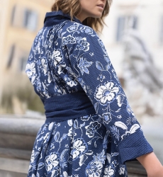 robe courte manche longue fleurie bleu VIOLA - Miss June