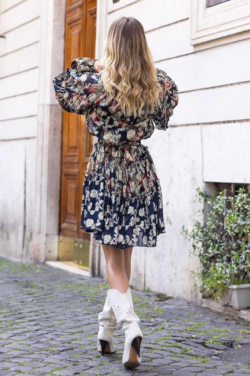 long sleeve floral short dress JULIETA - Miss June