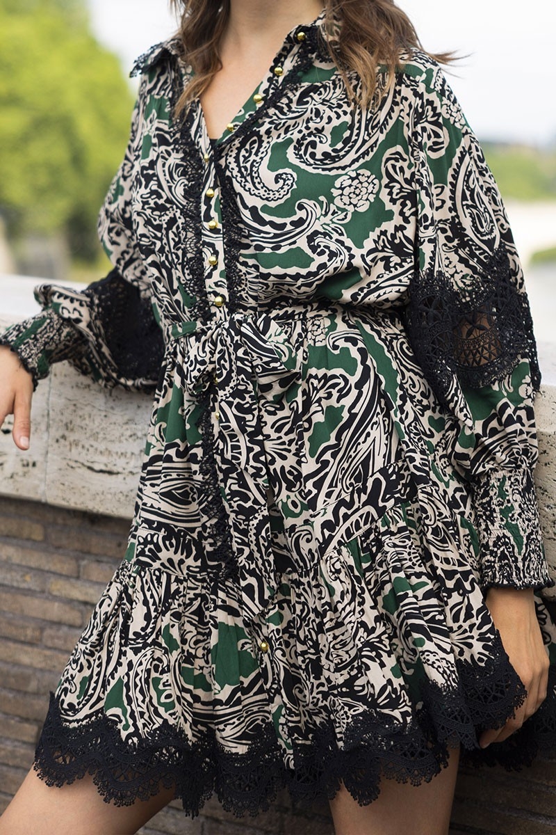 long sleeve bohemian chic short dress LUCINA - Miss June