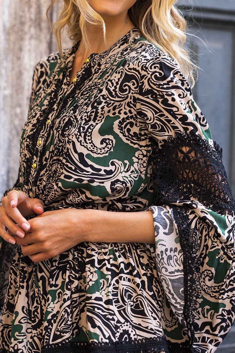 vestido corto bohemio chic manga larga AGATHA - Miss June