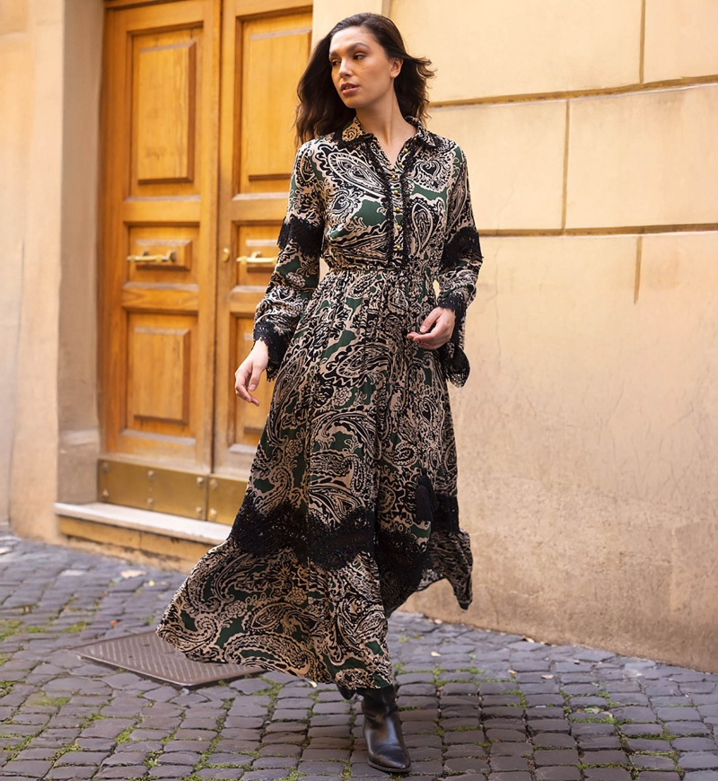 vestido largo boheme chic manga larga TARTIKA - Miss June