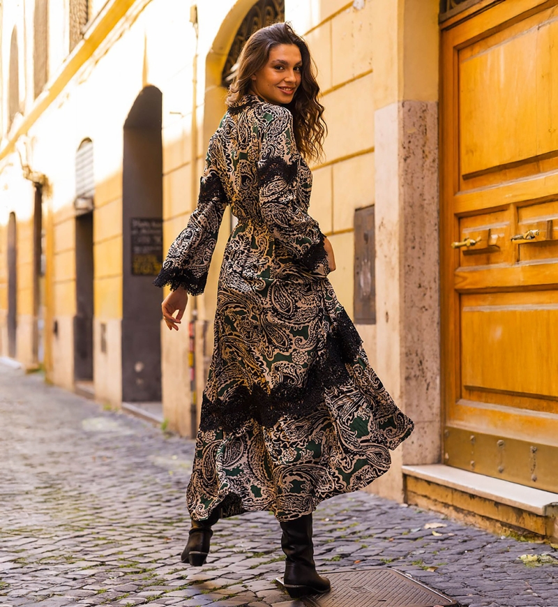 vestido largo boheme chic manga larga TARTIKA - Miss June