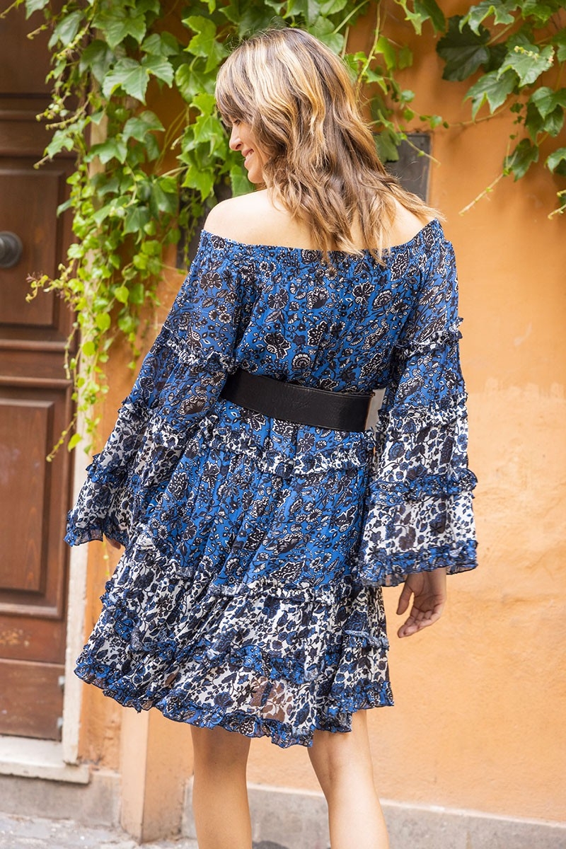robe courte manche longue fleurie TORINA - Miss June