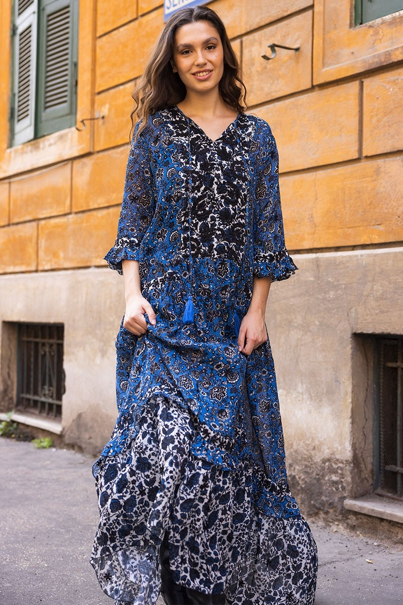 robe longue manche longue fleurie LUDOVICA - Miss June