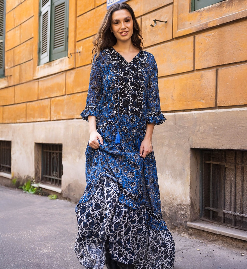 long sleeve floral long dress LUDOVICA - MISS JUNE