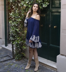 long sleeve bohemian short dress GIRLY - Miss June