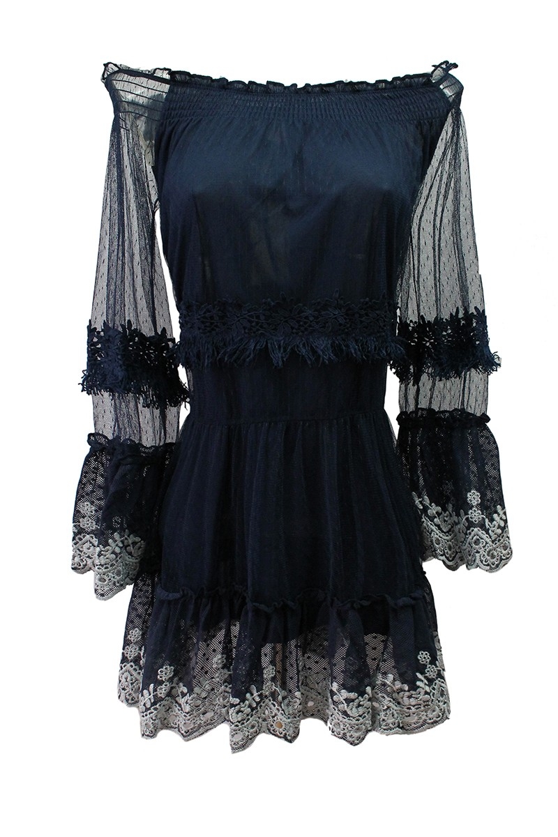 long sleeve boheme chic short dress with ANGEL  - Miss June