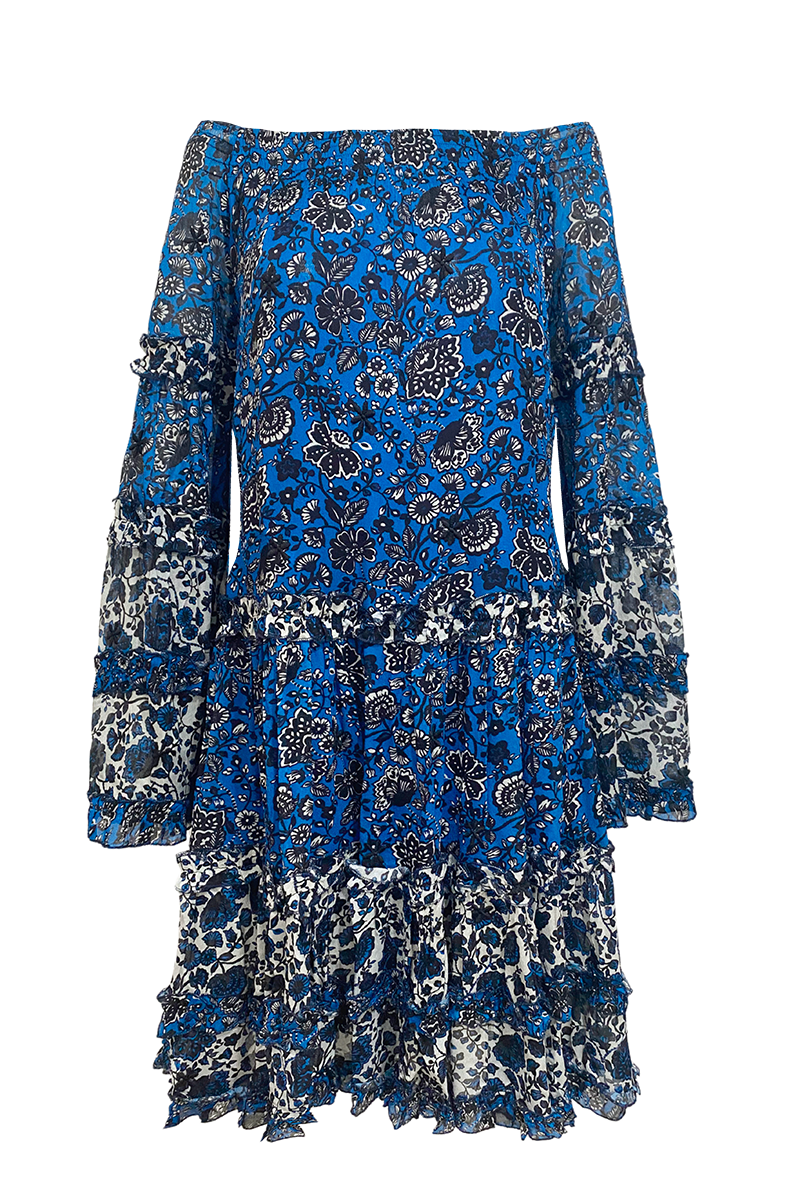 long sleeve floral short dress TORINA - Miss June