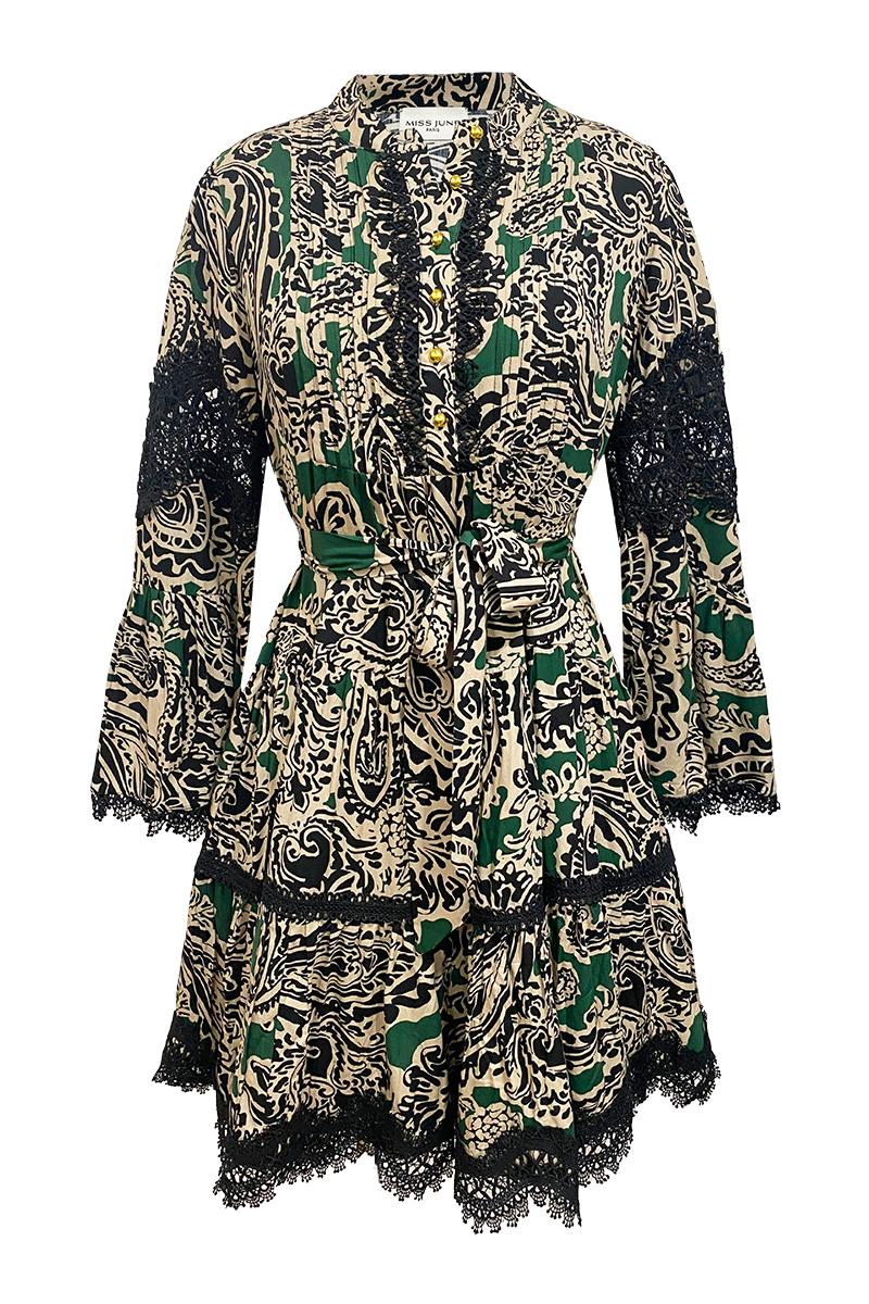vestido corto bohemio chic manga larga AGATHA - Miss June