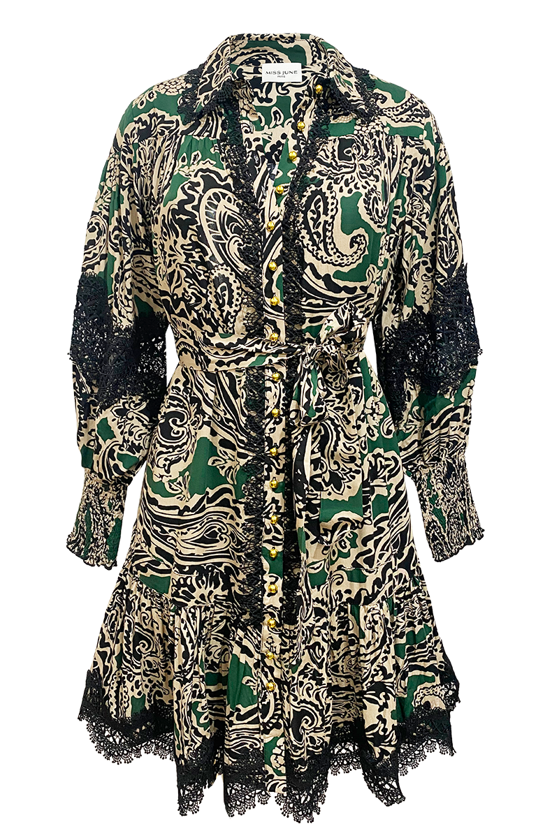 long sleeve bohemian chic short dress LUCINA - Miss June