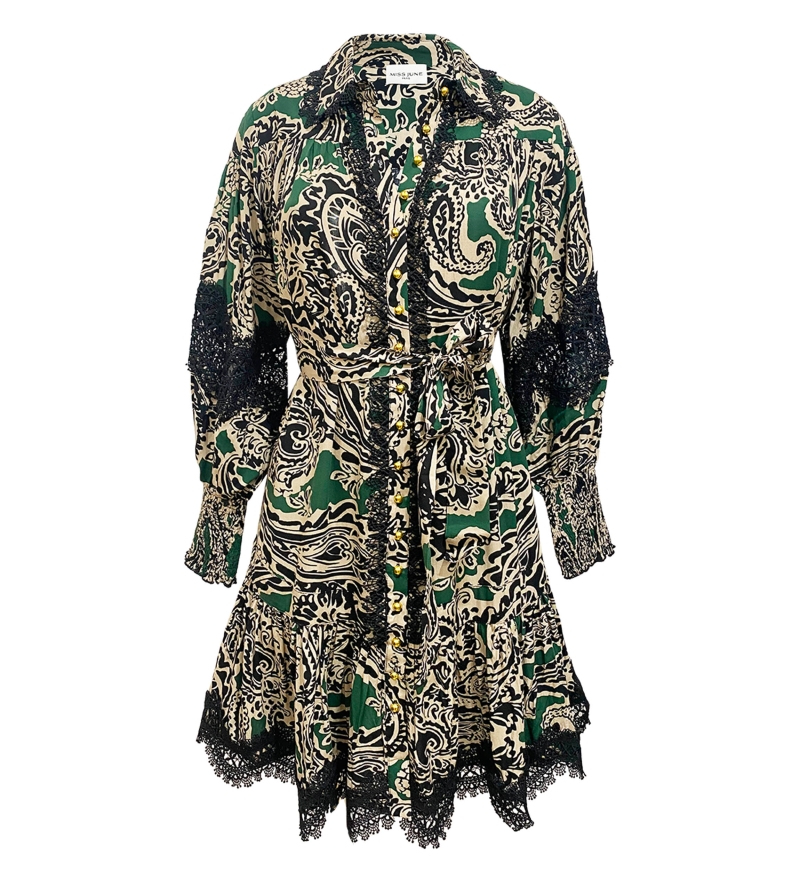 robe courte manche longue boheme chic LUCINA - Miss June