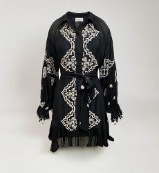 short sleeve bohemian black long dress FEDERICA - Miss June