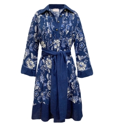 vestido corto azul floral manga corta  VIOLA - Miss June