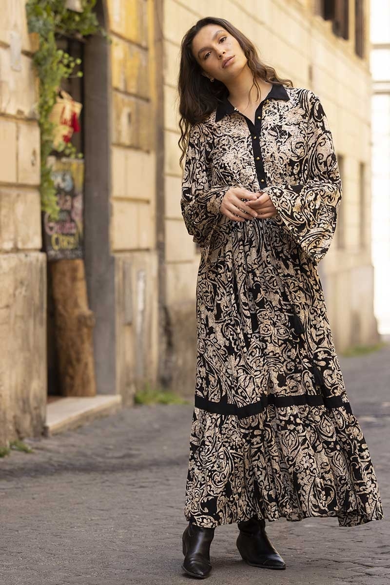 long sleeve bohemian chic long dress ZELIE -Miss June