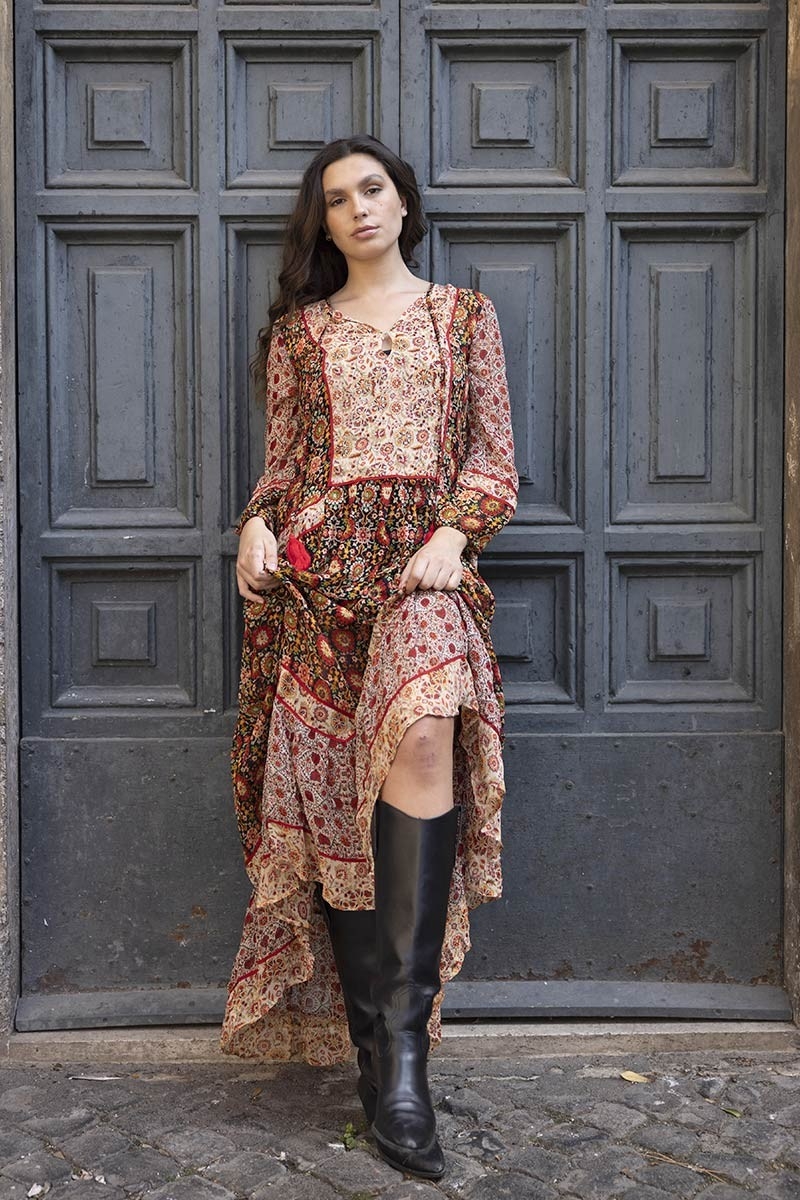 long sleeve floral long dress TAJ - Miss June
