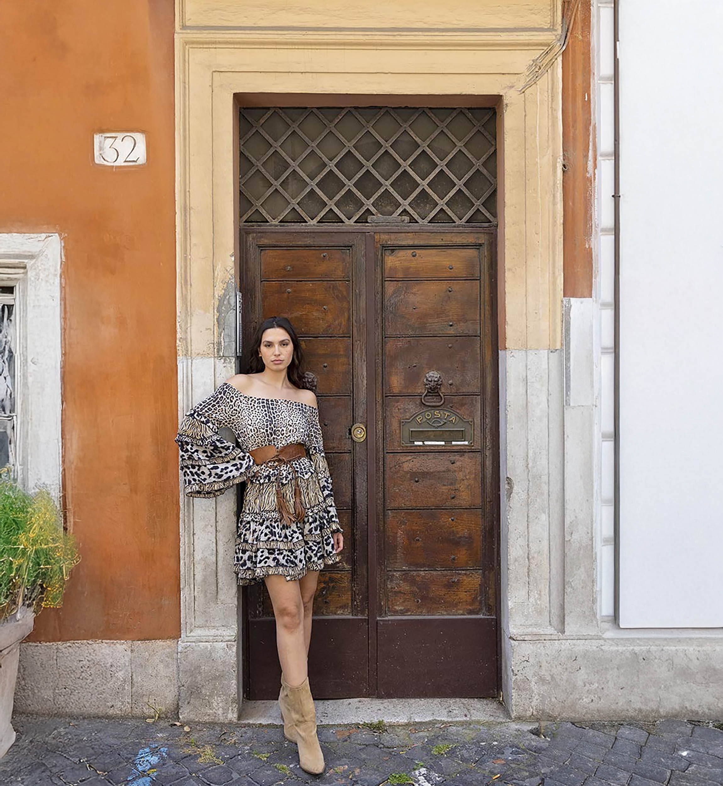 long sleeve leopard short dress YAYA - Miss June