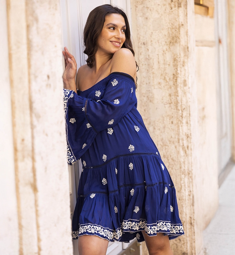 robe courte manche longue boheme SHINE - Miss June