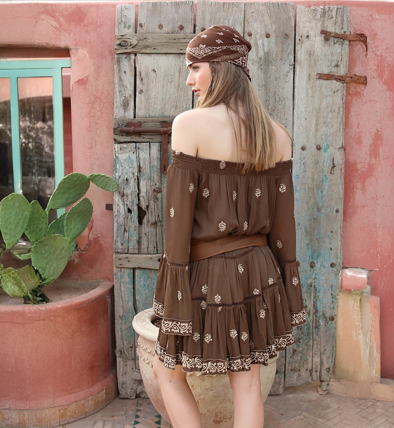vestido corto bohemio manga larga SHINE - Miss June