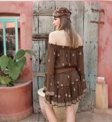 vestido corto bohemio manga larga SHINE - Miss June