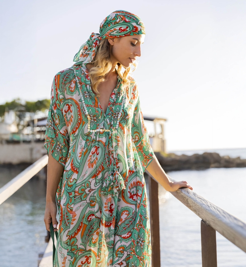 long sleeves bohemian long caftan CASSIA - Miss June