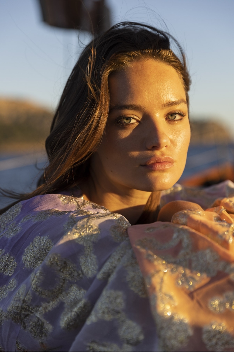 Top Sunday - lilas / dégradé manche pêche - manches longues - style boho - col V- Miss June Paris - 1