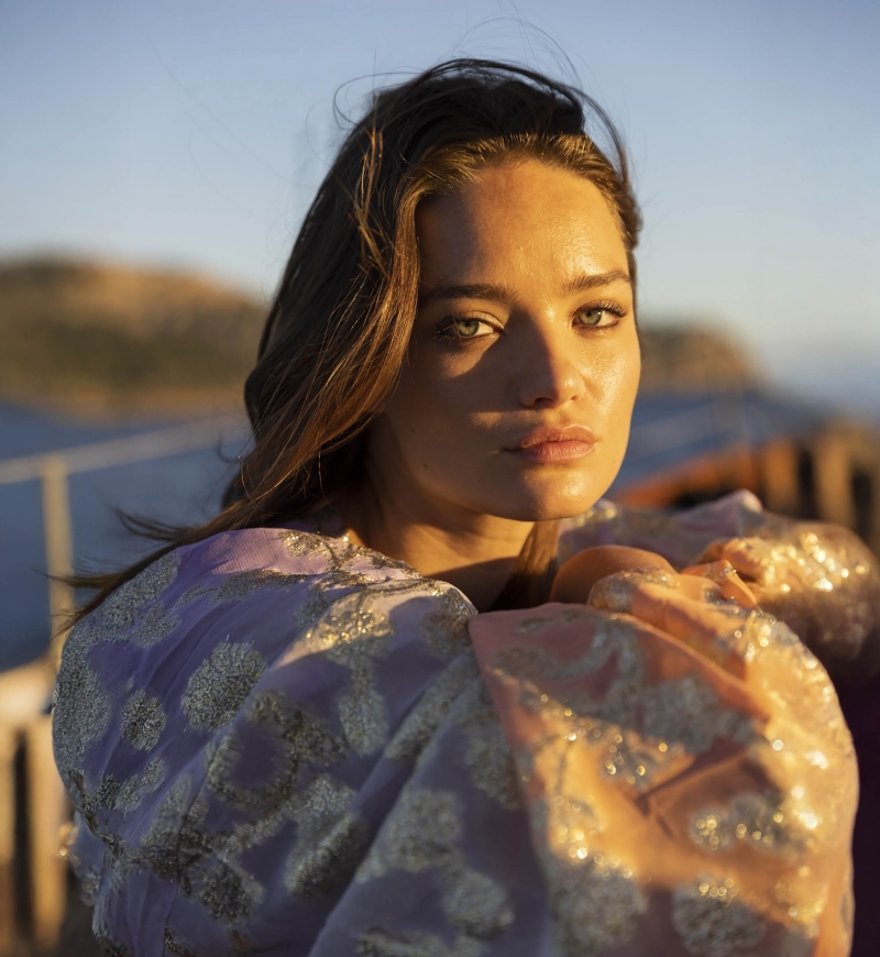 Top Sunday - Lila / Mangas Degradadas en Melocotón - Mangas Largas - Estilo Boho - Cuello en V - Miss June Paris - 1