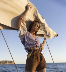 Top Sunday - Lila / Mangas Degradadas en Melocotón - Mangas Largas - Estilo Boho - Cuello en V - Miss June Paris - 3