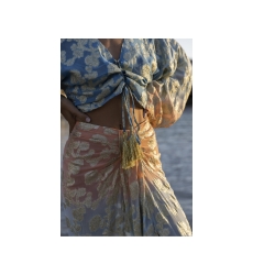 Shade Midi Skirt - Peach/blue - Golden Details - Boho Style - Miss June Paris - 3