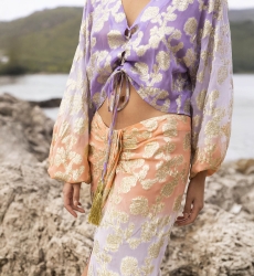 Shade Midi Skirt - Peach/Lilac - Golden Details - Boho Style - Miss June Paris - 1