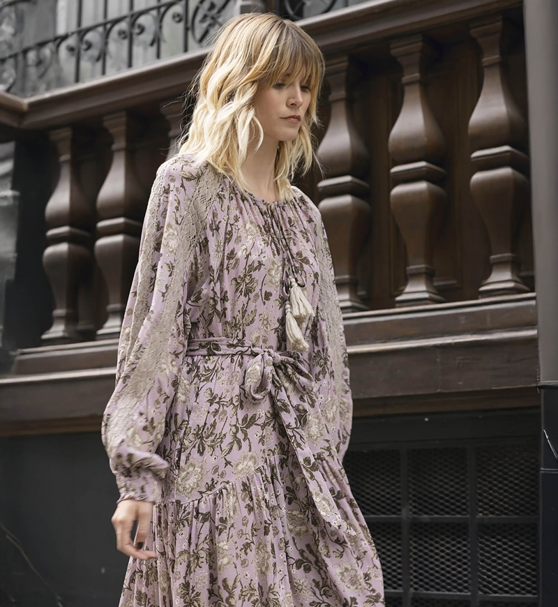 robe longue manche longue fleurie CAPUCINE - Miss June