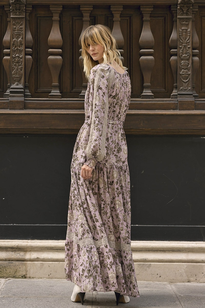 robe longue manche longue fleurie CAPUCINE - Miss June