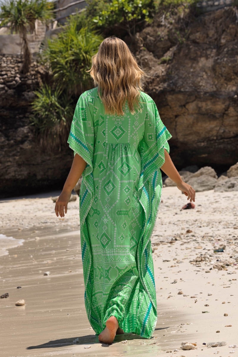short sleeve bohemian long caftan SIERRANE - Miss June